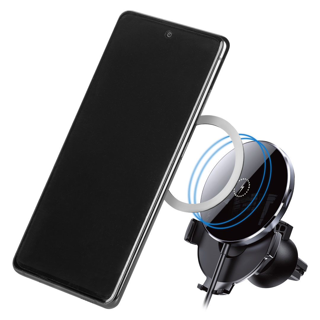 SOURCE, držač i bežični punjač mobilnih telefona sa magnetom, 15w, crni