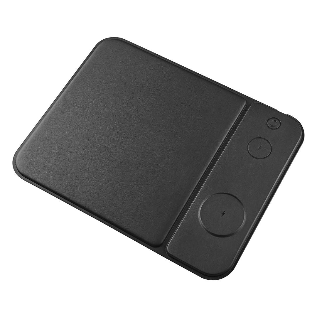 POINT PAD 3IN1, podloga za kompjuterskog miša i bežični punjač, 15w, crna