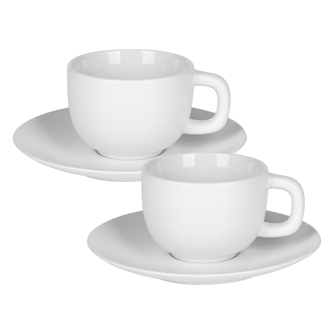 TOTEM MINI, set od dve keramičke šolje za espresso sa tacnama, 2 x 85 ml, beli